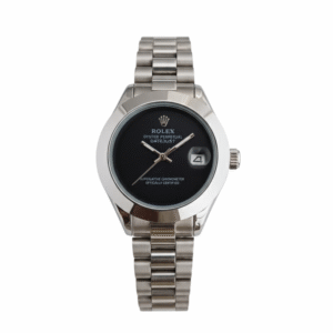 Silver Chain With Black Dial DateJust