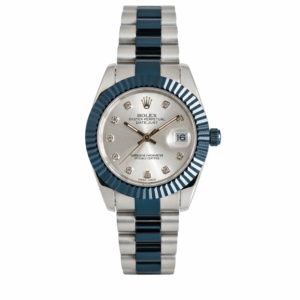 Silver With Blue Chain With Blue Design Outer With White Dial DateJust