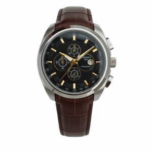 Brown Belt With Silver Outer With Black Dial