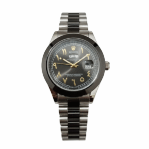 Silver With Black Chain With Black Simple Dial ( Arabic)