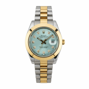 Silver With Gold Chain With Ice Blue Dial